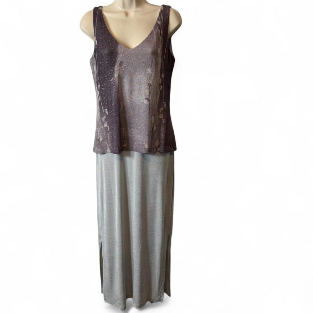 Vintage 90s Rare 2pc Silver Rhinestine Dress/Jacket Set, Women's Size 8P